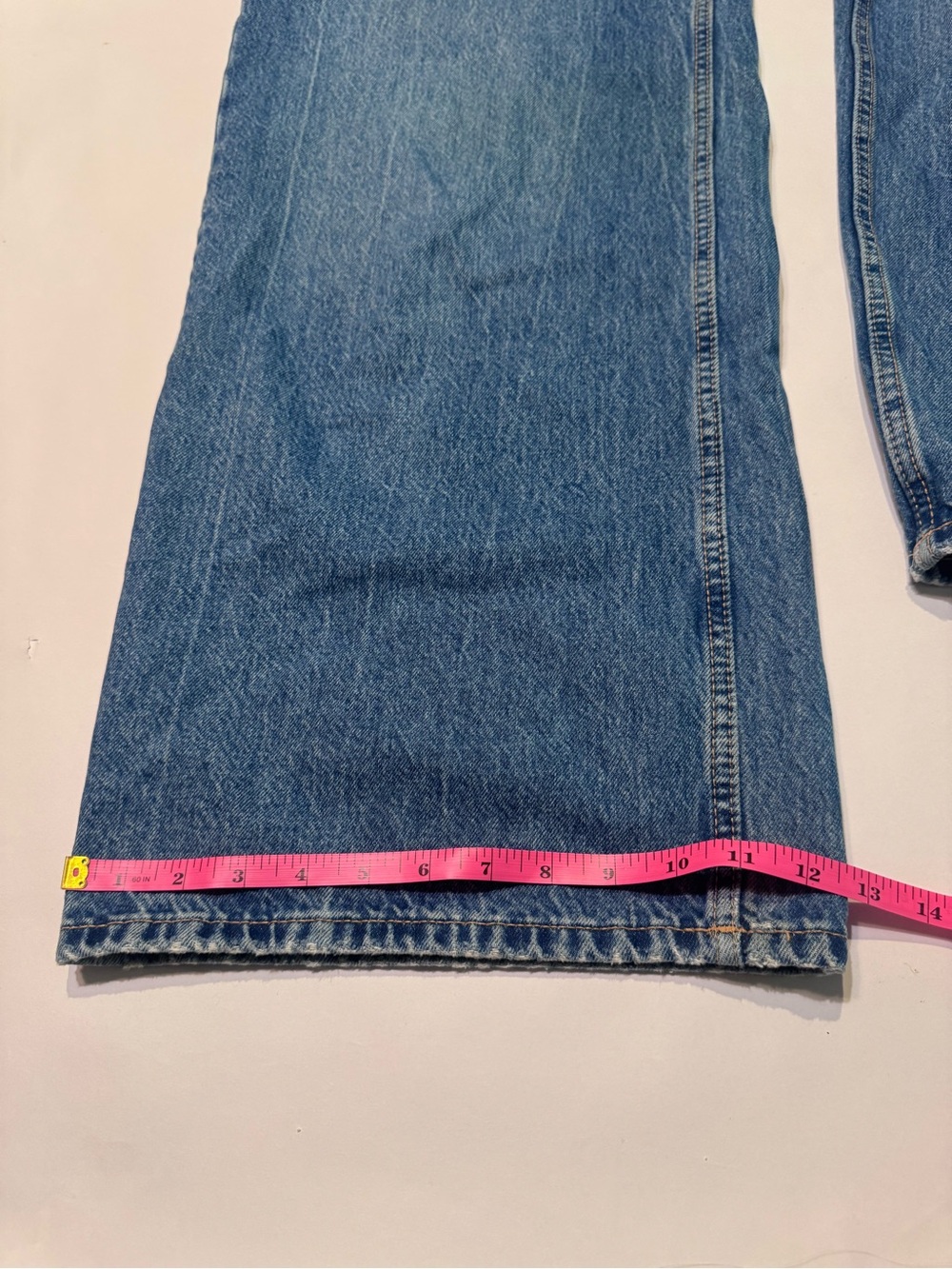 Zara Wide Leg Jeans Womens Crossover Blue High Rise Medium Wash Minimalist 12 - Picture 6 of 7